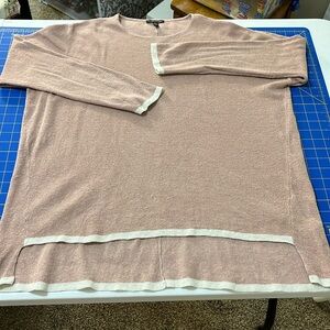 Eileen Fisher Tunic with high low hem, XL, Dusty Rose and Cream, Linen